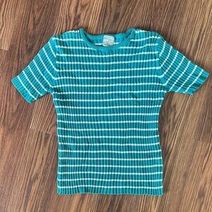 Zara Teal and White Striped Kids Tee